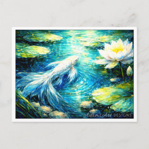 Cartes Pour Fêtes Annuelles Impressionniste Étang de Carpes Koï Sérènes et de