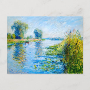 Cartes Pour Fêtes Annuelles Impressionniste Spring Riverbank avec bateaux