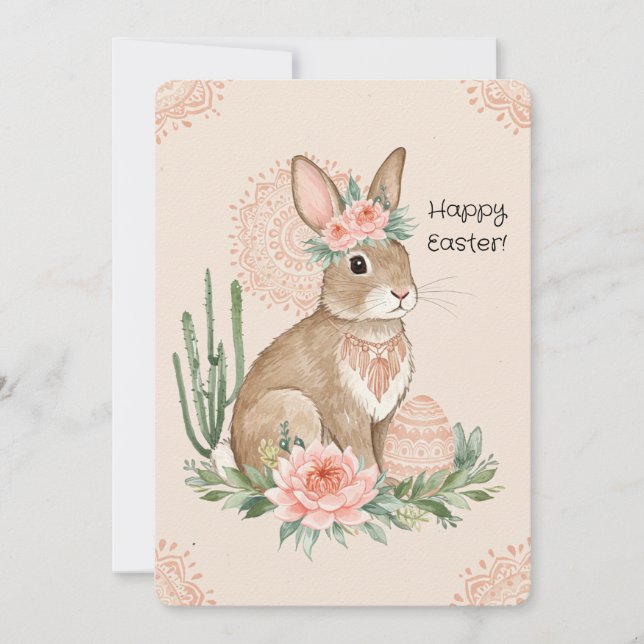 Cartes Pour Fêtes Annuelles Imprimés de lapin de Pâques chrétiens & imprimable (Devant)