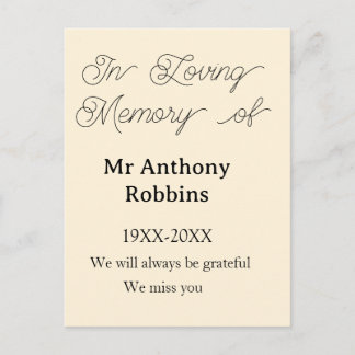 Cartes Pour Fêtes Annuelles In Loving memory of name funeral memory keepsake