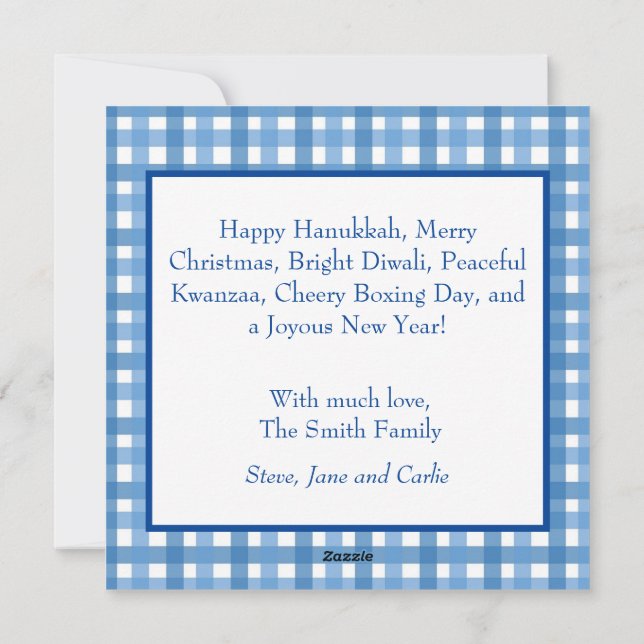 Cartes Pour Fêtes Annuelles Inclusive Holiday Plaid Photo Card  (Dos)