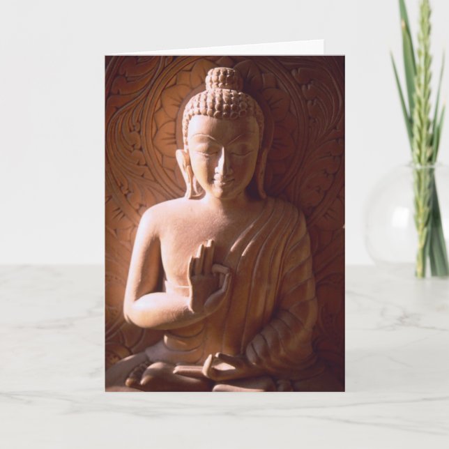 Cartes Pour Fêtes Annuelles Indien Bouddha en bois (Devant)