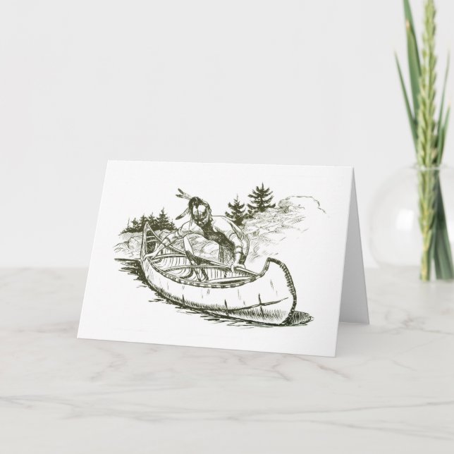 Cartes Pour Fêtes Annuelles Indien rouge avec canot (Devant)
