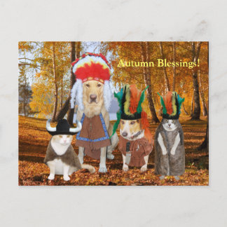 Cartes Pour Fêtes Annuelles Indiens drôles de chat/chien pour