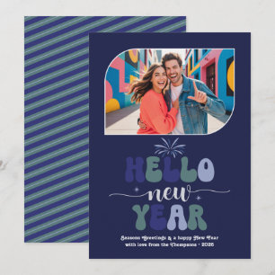 Cartes Pour Fêtes Annuelles Indigo Horizon Bonjour Nouvelle Année Bleu Photo R