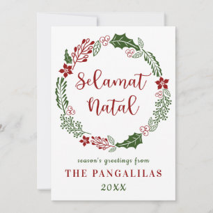 Cartes Pour Fêtes Annuelles Indonésien Joyeux Noël, Personnalisé