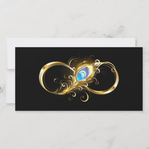 Cartes Pour Fêtes Annuelles Infinité avec plume de paon doré