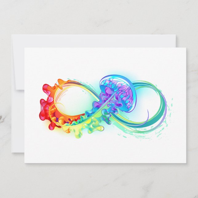 Cartes Pour Fêtes Annuelles Infinity avec Rainbow Jellyfish (Devant)