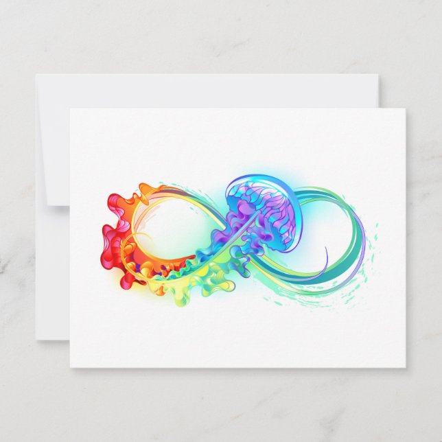 Cartes Pour Fêtes Annuelles Infinity avec Rainbow Jellyfish (Devant)