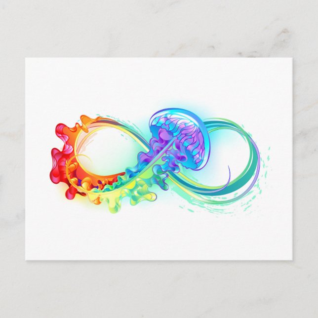 Cartes Pour Fêtes Annuelles Infinity avec Rainbow Jellyfish (Devant)