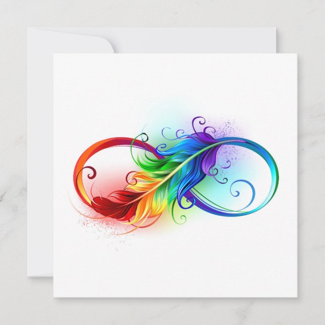 Cartes Pour Fêtes Annuelles Infinity Symbol with Rainbow Feather (Devant)
