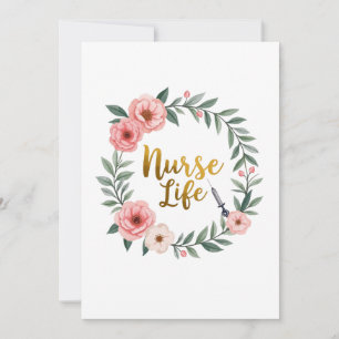 Cartes Pour Fêtes Annuelles Infirmière - Aquarelle Florale Médicale Thème