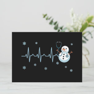 Cartes Pour Fêtes Annuelles Infirmière au rythme cardiaque Bonhomme de neige N