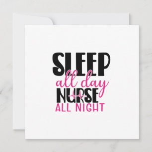 Cartes Pour Fêtes Annuelles Infirmière Cadeau Dormir Toute La Journée Infirmiè
