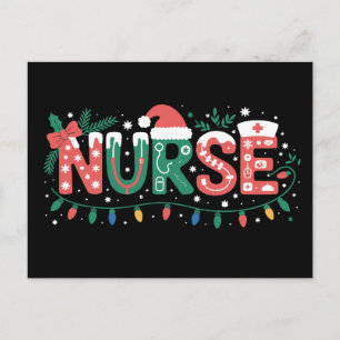 Cartes Pour Fêtes Annuelles Infirmière de Noël Chapeau du Père Noël Stéthoscop