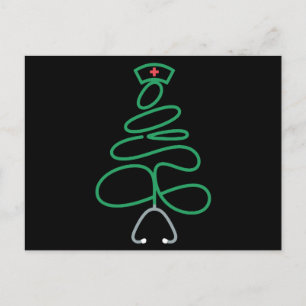 Cartes Pour Fêtes Annuelles Infirmière de Noël Stéthoscope Arbre Chapeau de Pè