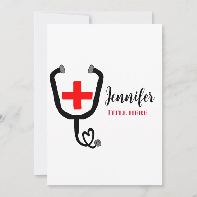 Cartes Pour Fêtes Annuelles Infirmière médecin rouge plus stéthoscope ajouter  (Devant)