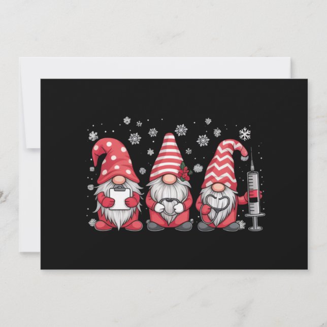 Cartes Pour Fêtes Annuelles Infirmière Noël Gnomes mignon Xmas Scrub (Devant)