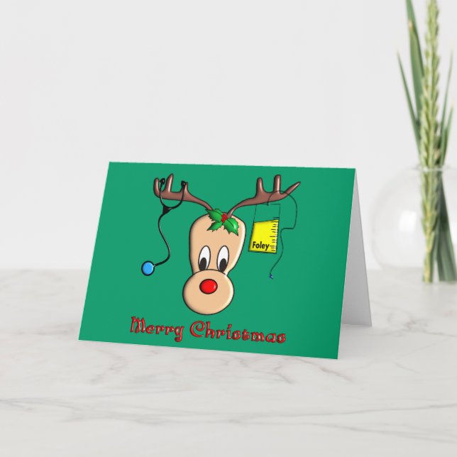 Cartes Pour Fêtes Annuelles Infirmière Noël Reindeer Cadeaux (Devant)