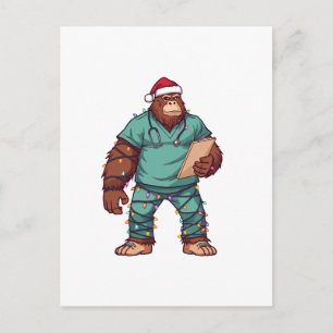 Cartes Pour Fêtes Annuelles Infirmière Sasquatch Bigfoot Noël Santé