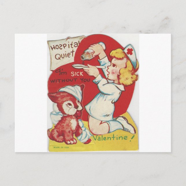 Cartes Pour Fêtes Annuelles Infirmière vintage Valentine (Devant)