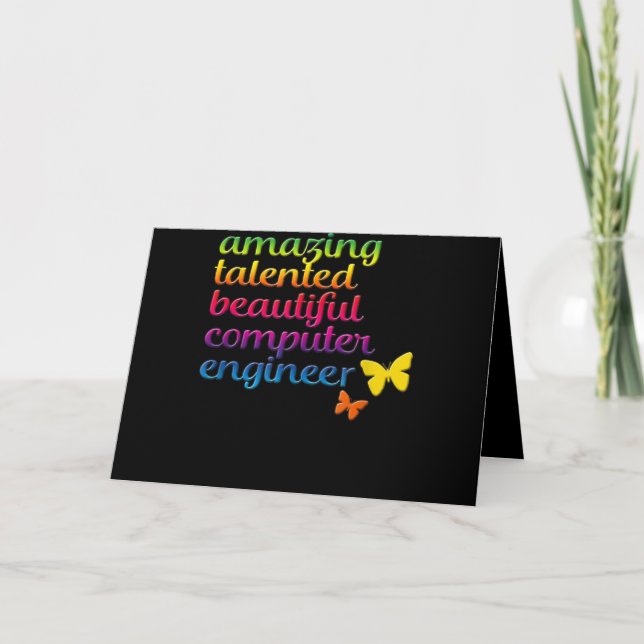 Cartes Pour Fêtes Annuelles Ingénieur informatique drôle | Ingénierie fille mi (Devant)