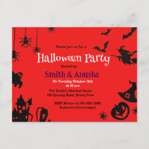 Cartes Pour Fêtes Annuelles Innovation Adulte Halloween Party Red Arrière - pl