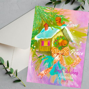 Cartes Pour Fêtes Annuelles inséparables vintages Noël nouvel an salutation
