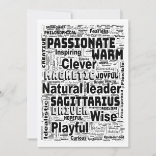 Cartes Pour Fêtes Annuelles Inspiration de nuage de mots du zodiaque Sagittair