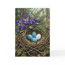 Inspiring Spring Bird Nest Violets Impasto Easter