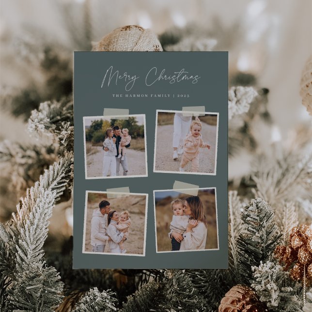 Cartes Pour Fêtes Annuelles Instantané | Joyeux Noël 4 Photo (Créateur téléchargé)