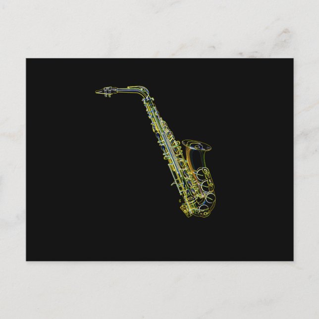 Cartes Pour Fêtes Annuelles Instrument de musique saxophone Saxophoniste Graph (Devant)