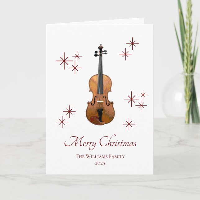 Cartes Pour Fêtes Annuelles Instrument de musique violon Festive Noël (Devant)