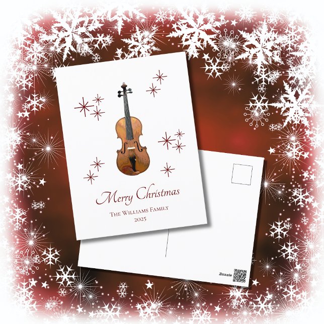 Cartes Pour Fêtes Annuelles Instrument de musique Violon mignon Noël (Créateur téléchargé)