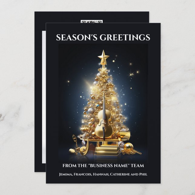 Cartes Pour Fêtes Annuelles Instruments orchestraux violoncelle de noël (Devant / Derrière)