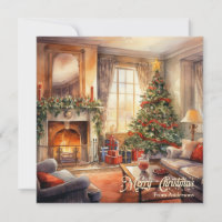 Intérieur de Noël cosy avec cheminée et arbre
