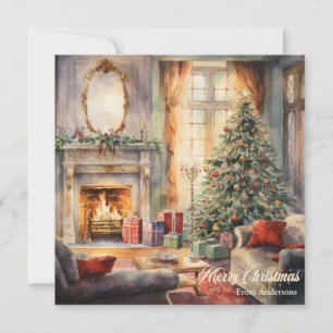 Cartes Pour Fêtes Annuelles Intérieur de Noël cosy avec cheminée et arbre