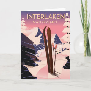 Cartes Pour Fêtes Annuelles Interlaken Suisse poster voyage ski.