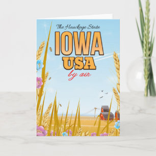 Cartes Pour Fêtes Annuelles Iowa USA "L'État Hawkeye"Cartoon affiche de voyage