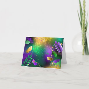 Cartes Pour Fêtes Annuelles Iridescente mardi gras arrière - plan avec perles