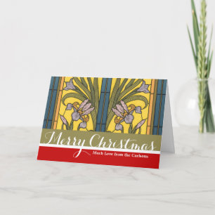 Cartes Pour Fêtes Annuelles Iris Fleur Art Nouveau Vitrail Bleu Or