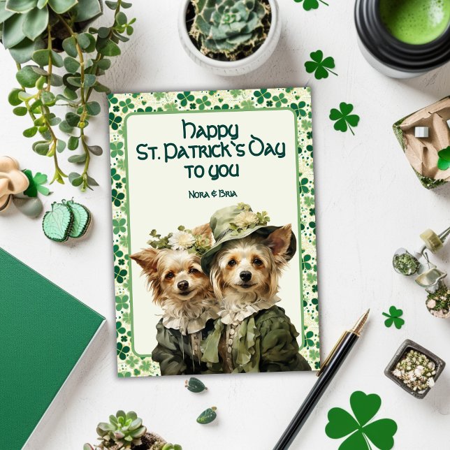 Cartes Pour Fêtes Annuelles Irish Belles : Chien duo de St. Pat (Créateur téléchargé)