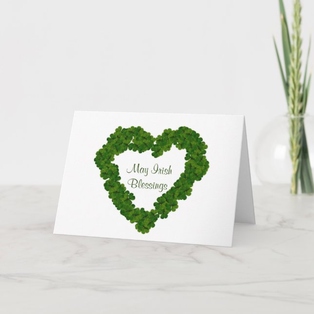 Cartes Pour Fêtes Annuelles Irish Blessings Shamrock Heart Card (Devant)