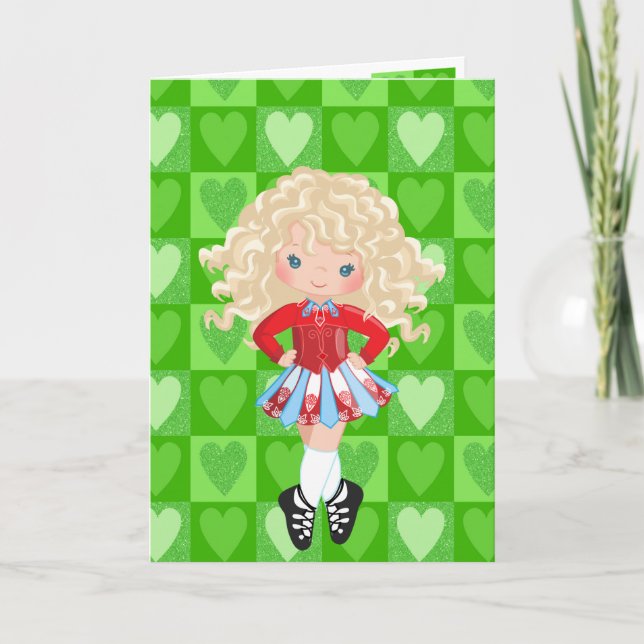 Cartes Pour Fêtes Annuelles Irish Dance Green Coeur monochrome Saint-Valentin (Devant)