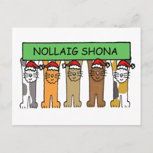 Cartes Pour Fêtes Annuelles Irish Happy Christmas Cartoon Cats