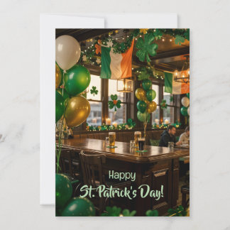 Cartes Pour Fêtes Annuelles Irish pub ready for St. Patrick's Day party, green