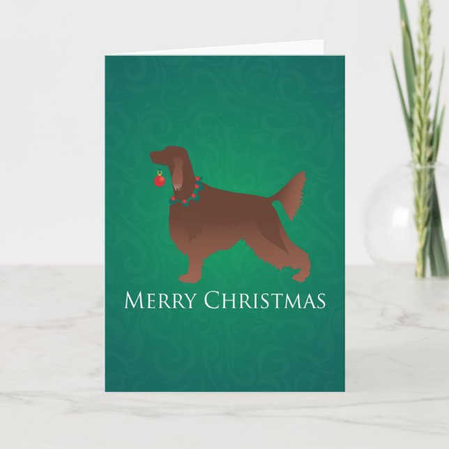 Cartes Pour Fêtes Annuelles Irish Setter Chien Joyeux Noël Design (Devant)