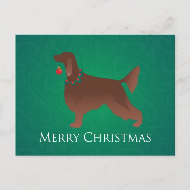 Cartes Pour Fêtes Annuelles Irish Setter Chien Joyeux Noël Design (Devant)