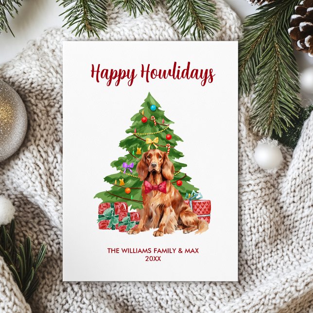 Cartes Pour Fêtes Annuelles Irish Setter Chig Famille Noël (Créateur téléchargé)