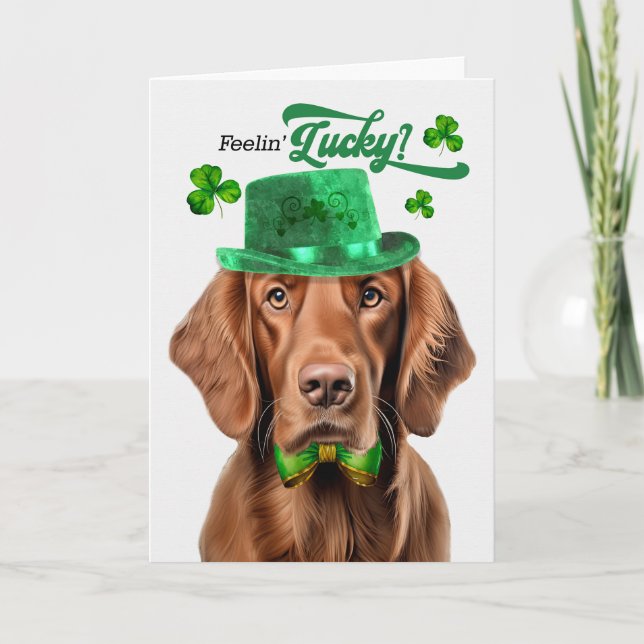 Cartes Pour Fêtes Annuelles Irish Setter Dog Lucky St Patrick's Day (Devant)